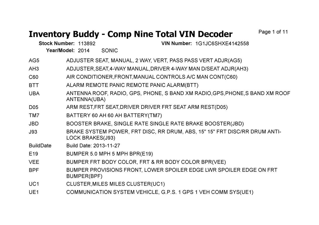 2013-2014 CHEVROLET SONIC Body Control Module BCM 13589097