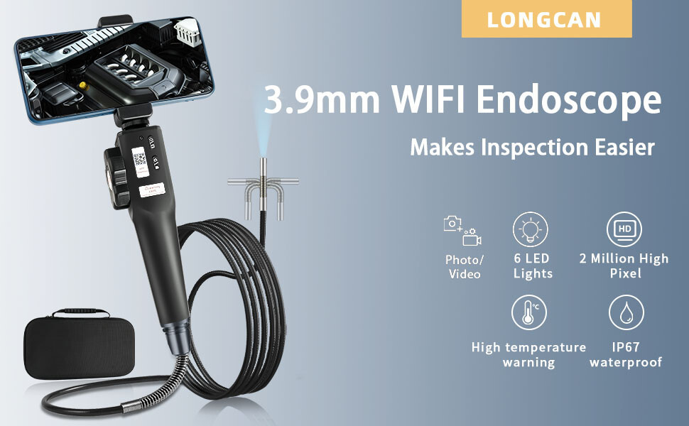 wifi Articulating Borescope Endoscope 2-Way Articulation Head Inspection Camera