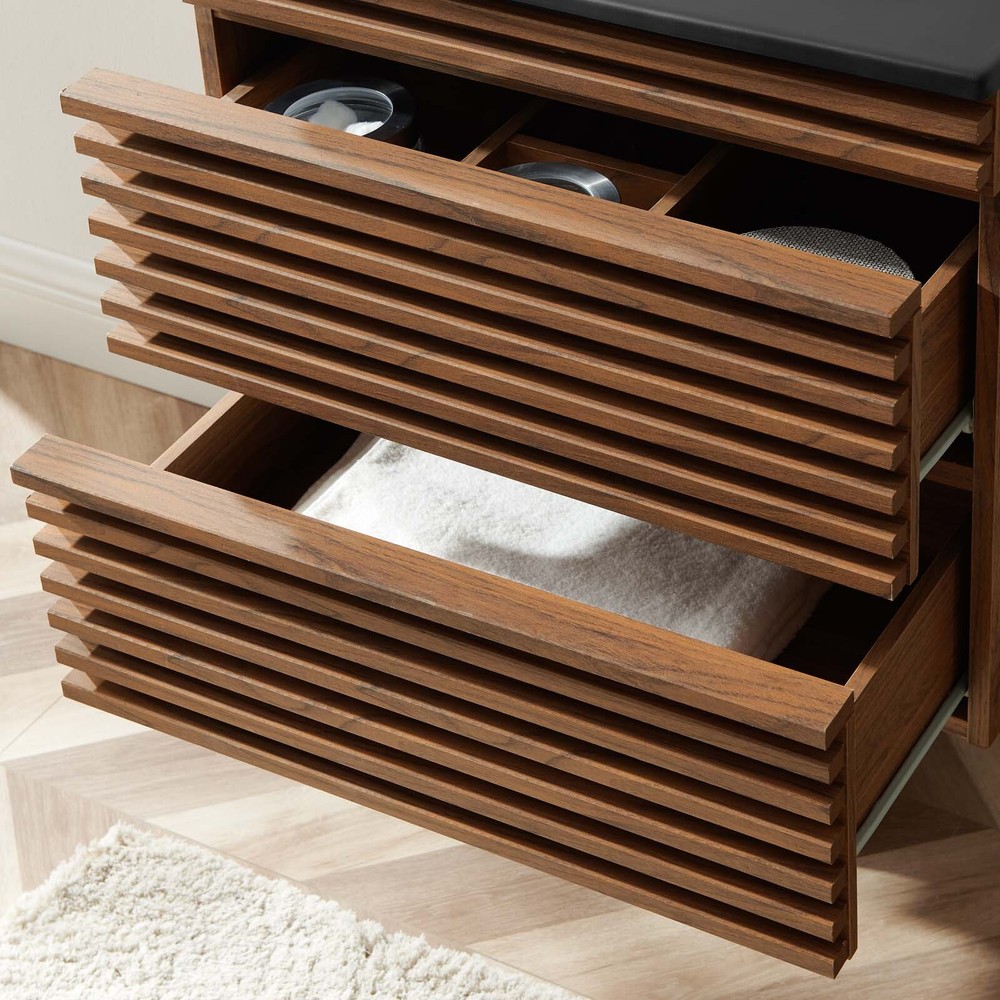 Modway Render 24" Wall-Mount Bathroom Vanity in Walnut Black