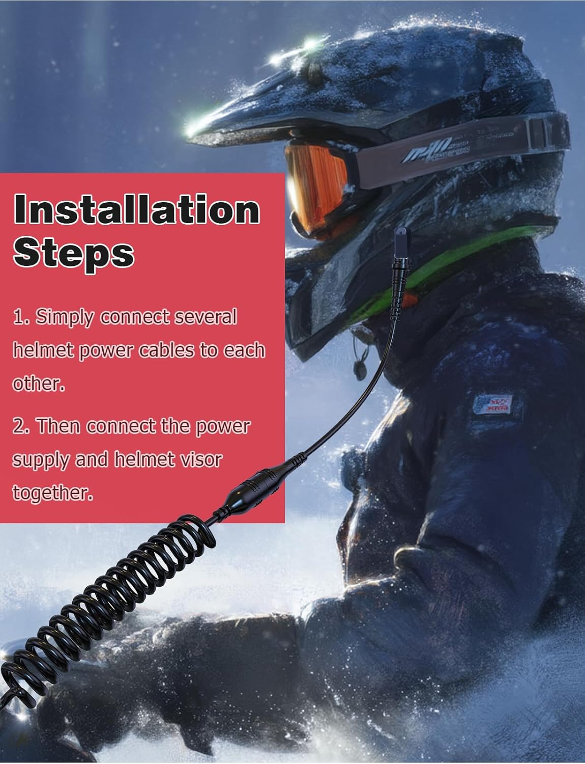 Heated Shield Cord, Snowmobile Helmet Heated Shield Cord Replacement Electric Sh