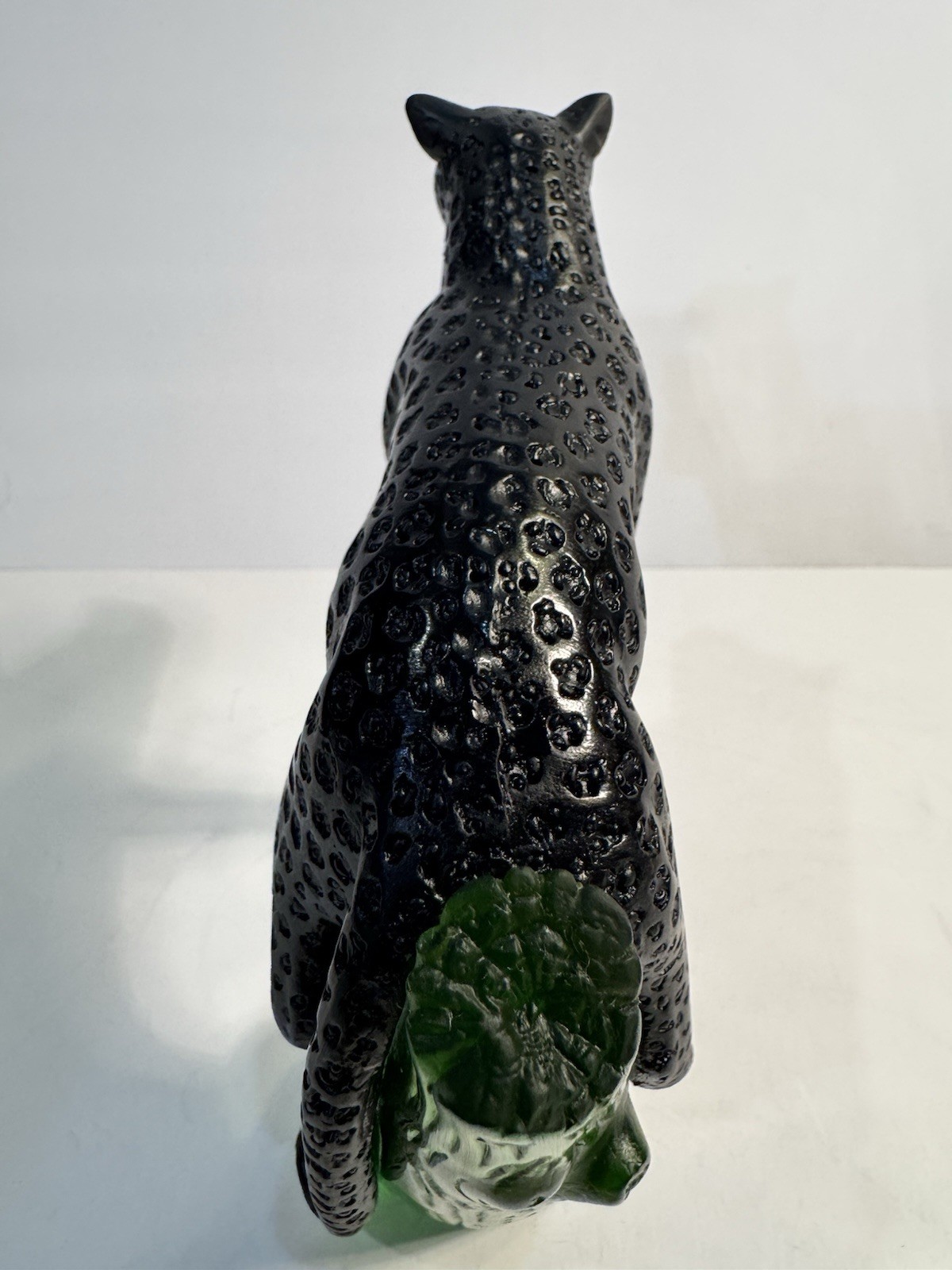 Daum Pate De Verre Black Panther On Emerald Green Tree Gorgeous And Perfect!
