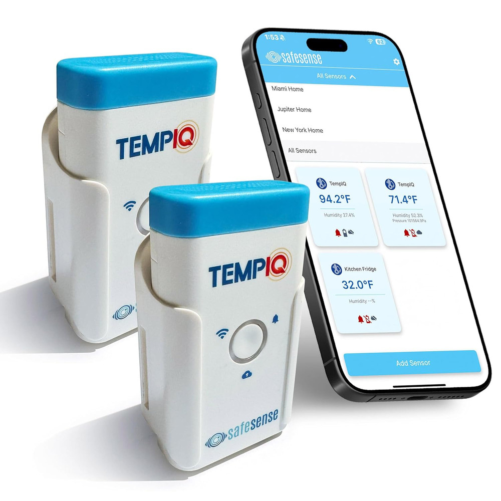 TEMPIQ Remote Wifi 2-Pack Temperature & Humidity Sensor - App Integration, Alert