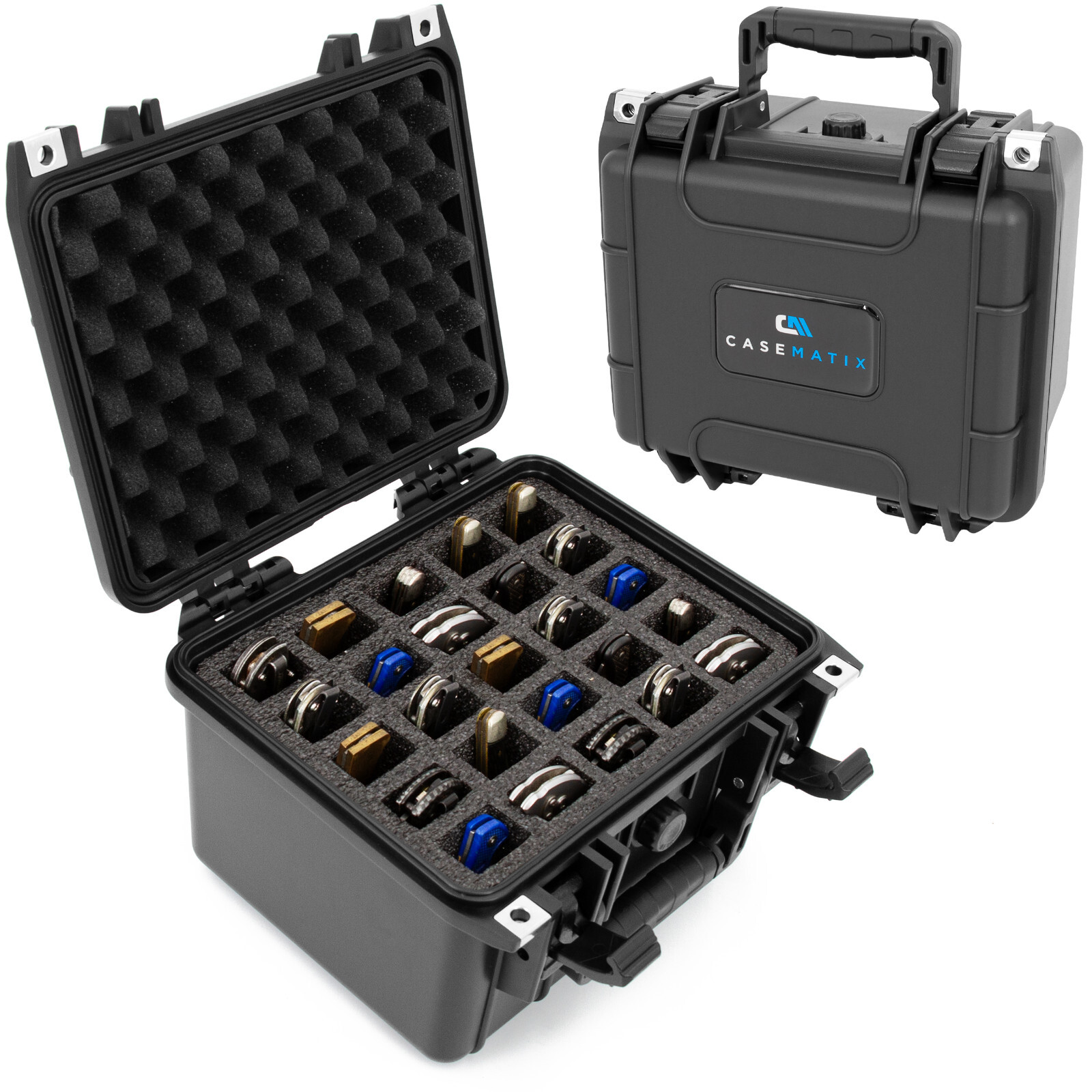 CASEMATIX 25 Folding Knife Case – Waterproof Pocket Knife Holder & Organizer Box