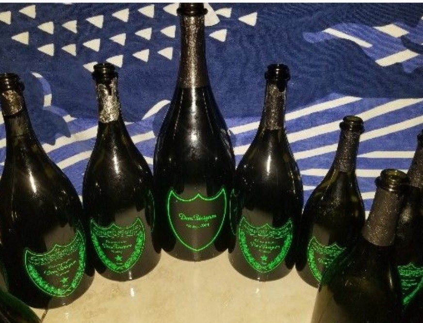 10 Dom perignon luminous empty bottle. All size available.