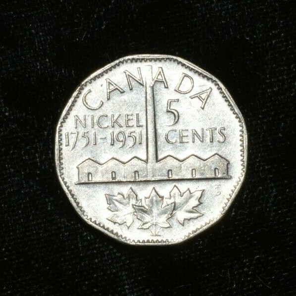 1951 Canada Nickel 5 Cent Coin