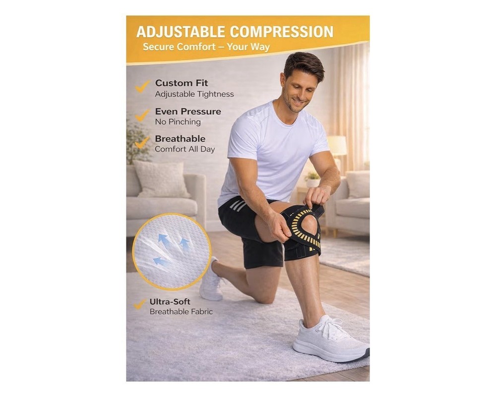 KneeBright Light Knee Brace Women/Strong Compression Men Side Stabilizers MEDIUM