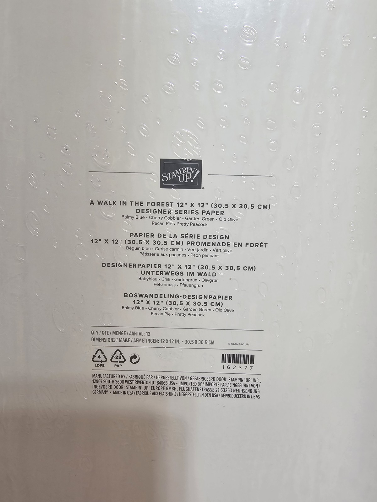 Stampin' UP! A WALK IN THE FOREST 12x12 Designer Series Paper DSP 12 SHEETS