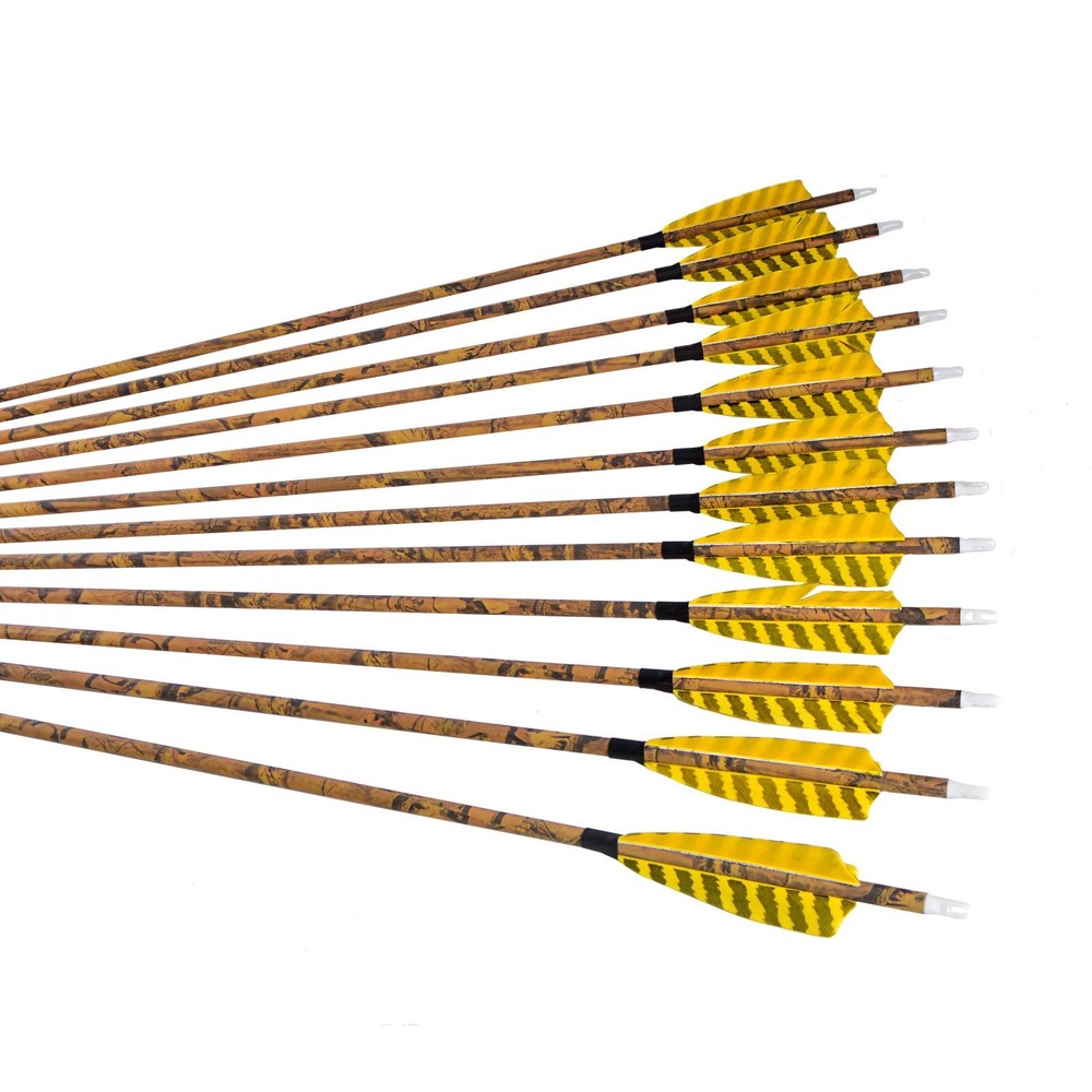 30" Carbon Arrows Camo SP500 Turkey Feather Removable Tips Compound Bow Target