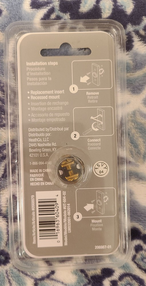 Utilitech Wired "Lighted Button Nickel Finish Part #0568979" New In Plastic