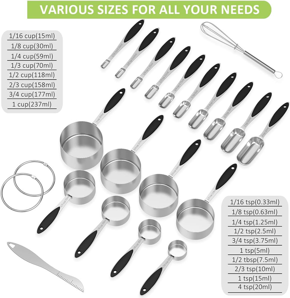 Measuring Cups and Spoons - Stainless Steel 20 Piece Stackable Set, Inc
