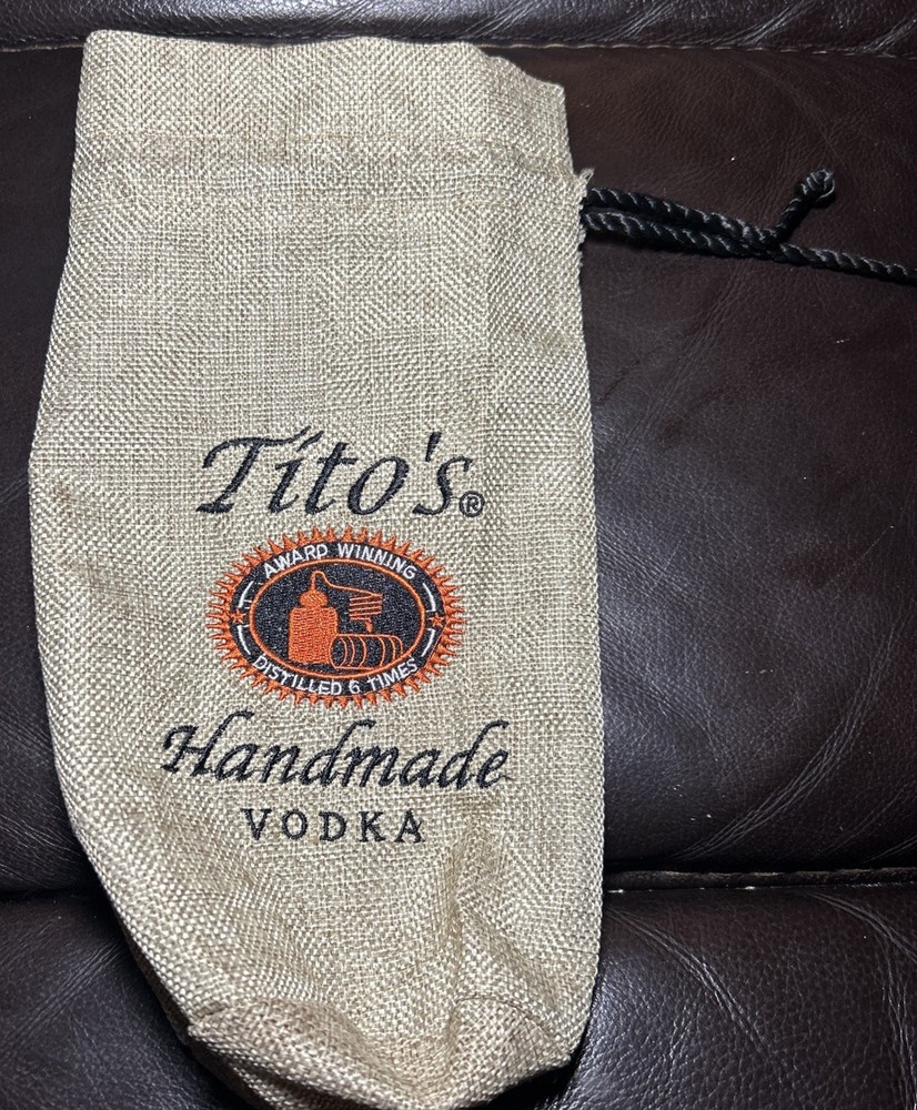 TITO'S Handmade VODKA Burlap Canvas Drawstring Backpack Bag - Austin Texas -