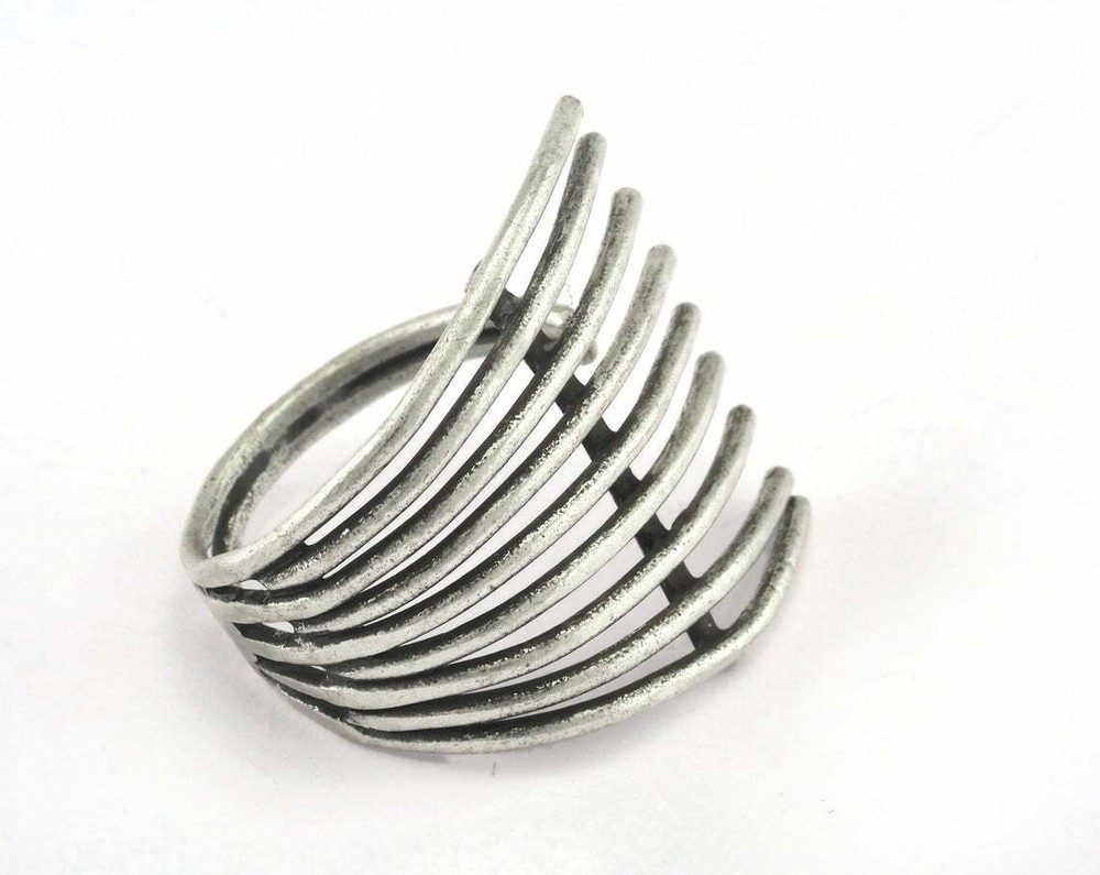 Adjustable Ring Antique Silver plated brass 19mm 9US inner size - Adjustable