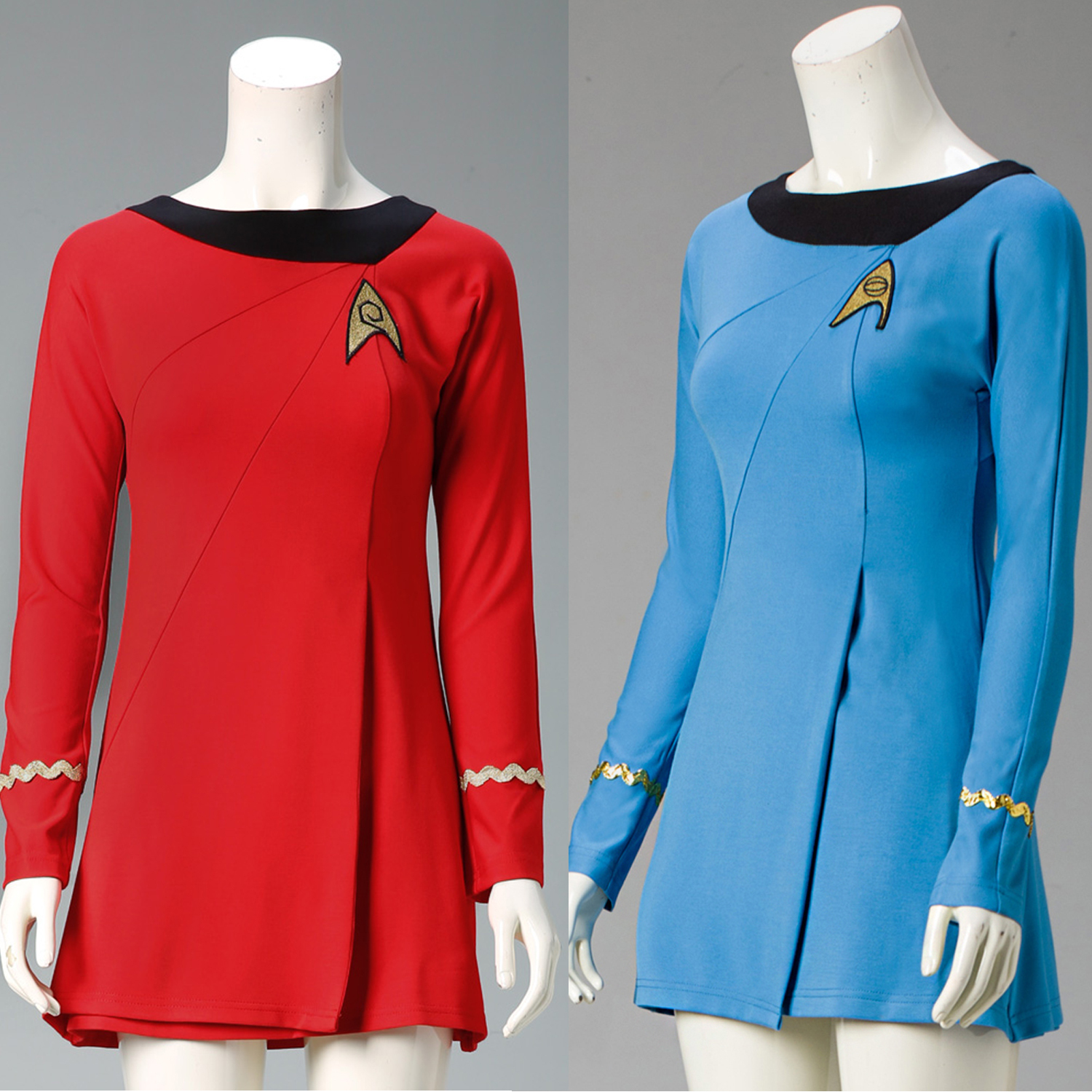 Cosplay TOS Female Duty Uniforms The Original Series Blue Gold Red Dress Costume