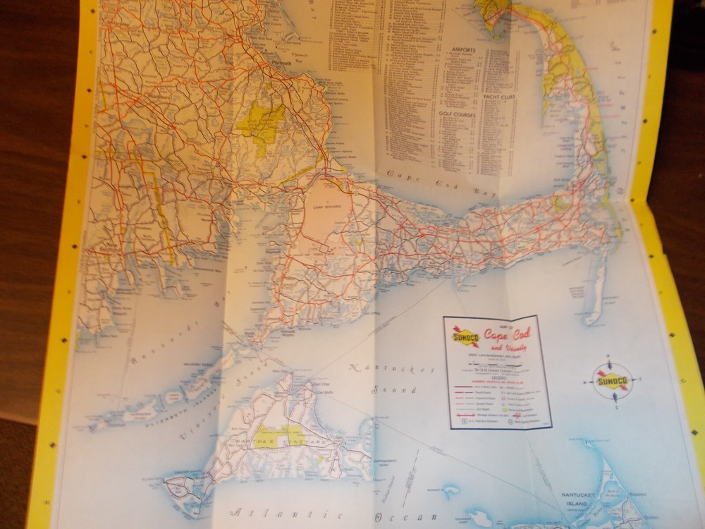 1963/64 Sunoco Cape Cod and Vicinity Vintage Road Map