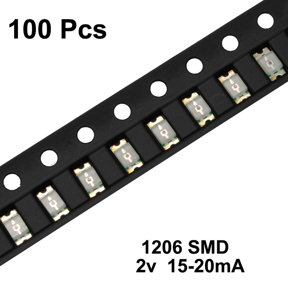 100 pcs 1206 Surface Mounted Devices Red LED Lighting Electronics Light