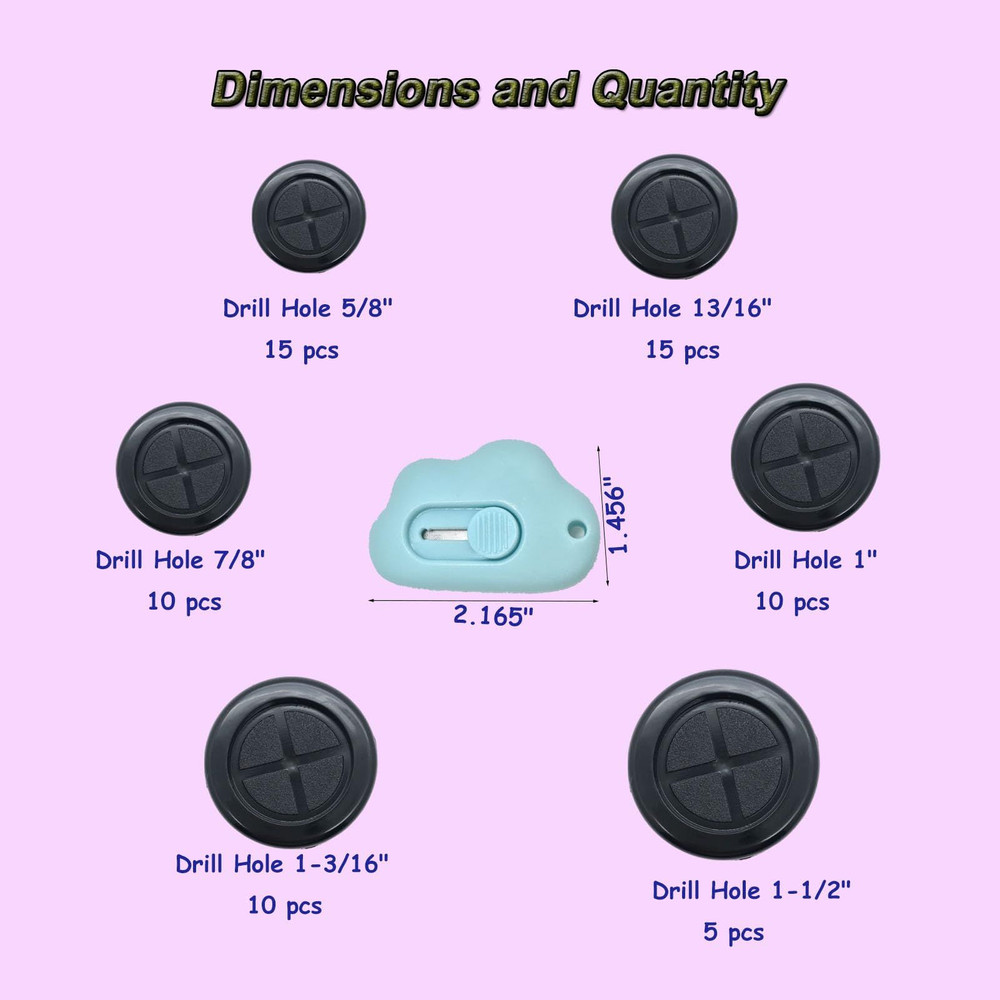 65Pcs Round Rubber Grommets kit 6 Sizes Double Sided for...