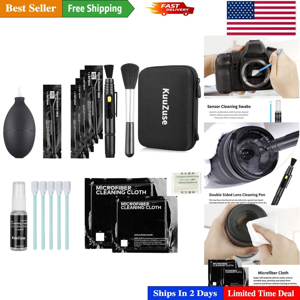 Comprehensive DSLR Camera Cleaning Kit with APS-C Swabs & Microfiber Cloths