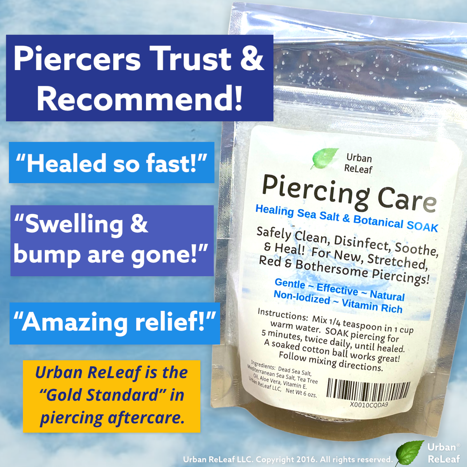 Urban ReLeaf Piercing Care Concentrate Bag! Heal Red Angry Bump Itchy Aftercare