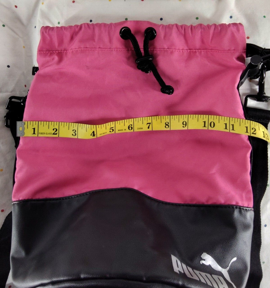 Puma Sport Athletic Round Drawstring Bag Backpack Pink/Black