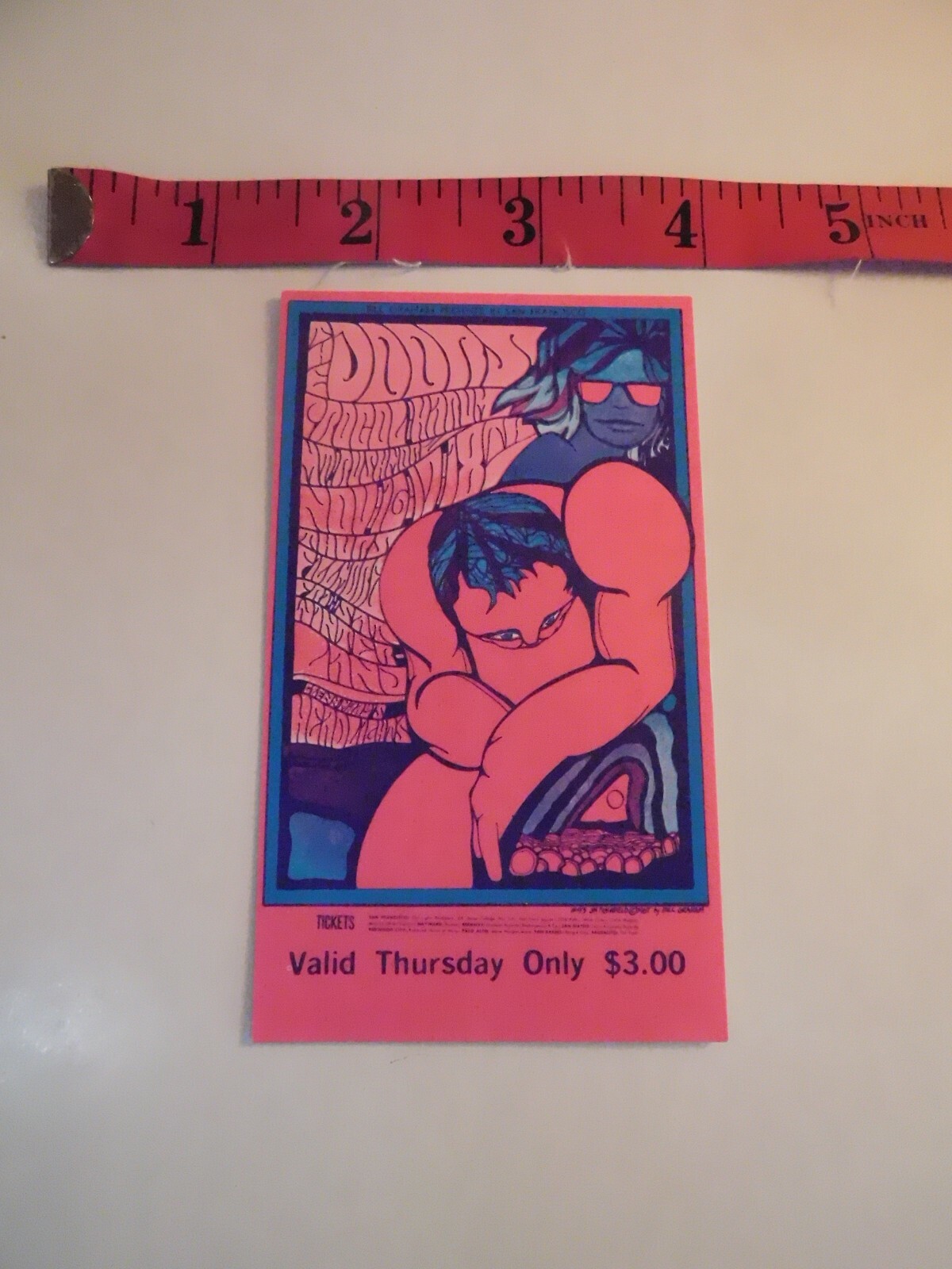 The Doors Bill Graham presents pink & blue November 16, 1967 TICKET B7