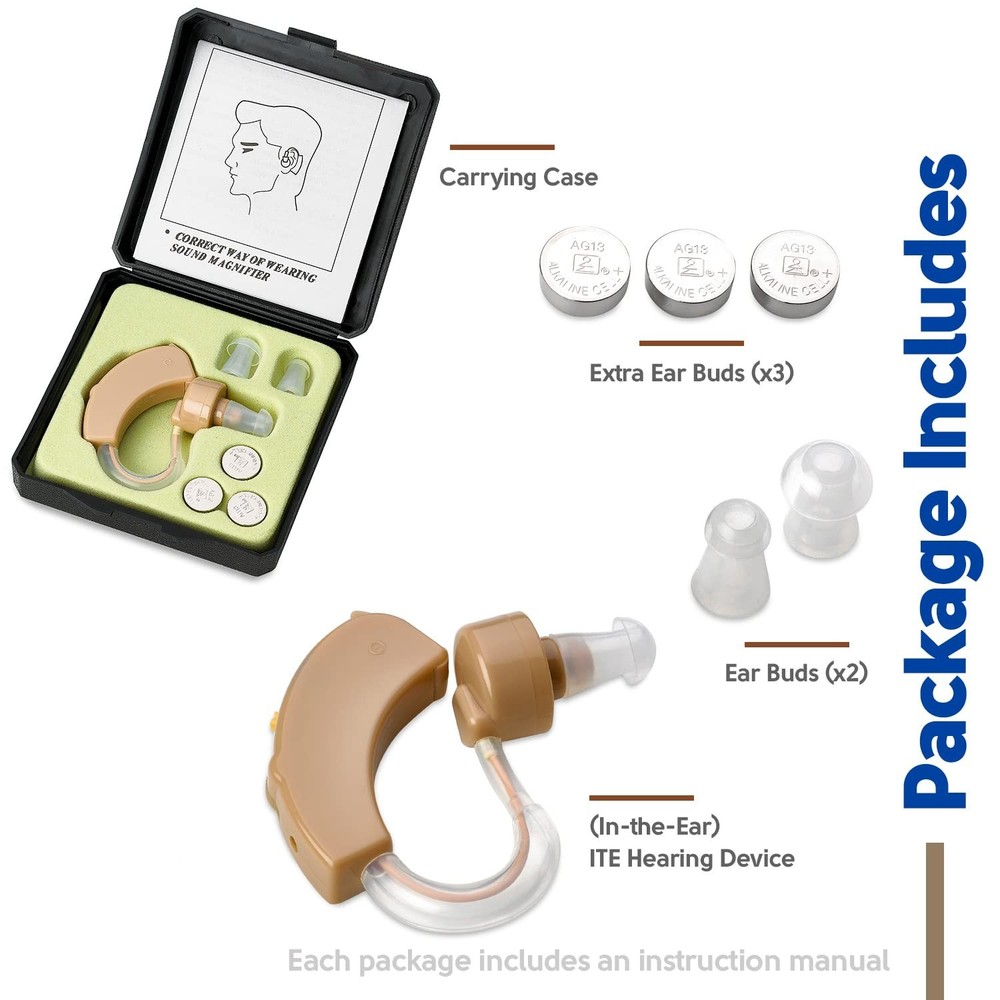 Digital BTE Hearing Amplifier - Noise Reduction, Volume Control, Lightweight