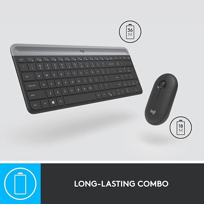 Logitech MK470 Slim Wireless Keyboard and Mouse Combo Modern Compact Layout
