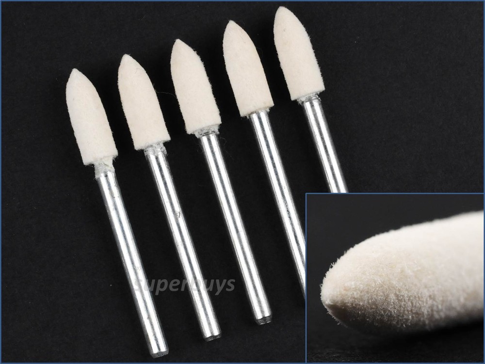 5pcs 5mm Tapered Wool Felt Taper Polishing Buffing Buffer Rotary Drill Bit Tool