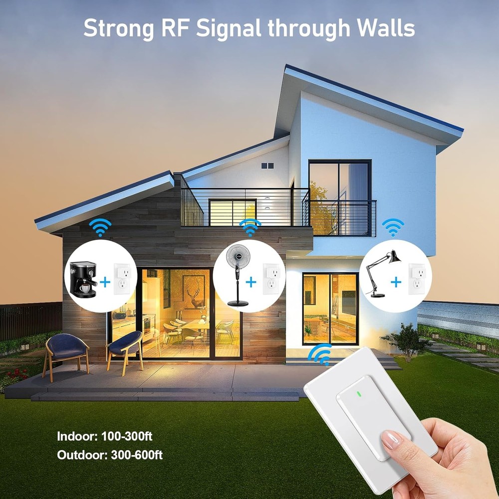 2 Pack Remote Control Outlet Plug, 15A Wireless Light Switch Kit