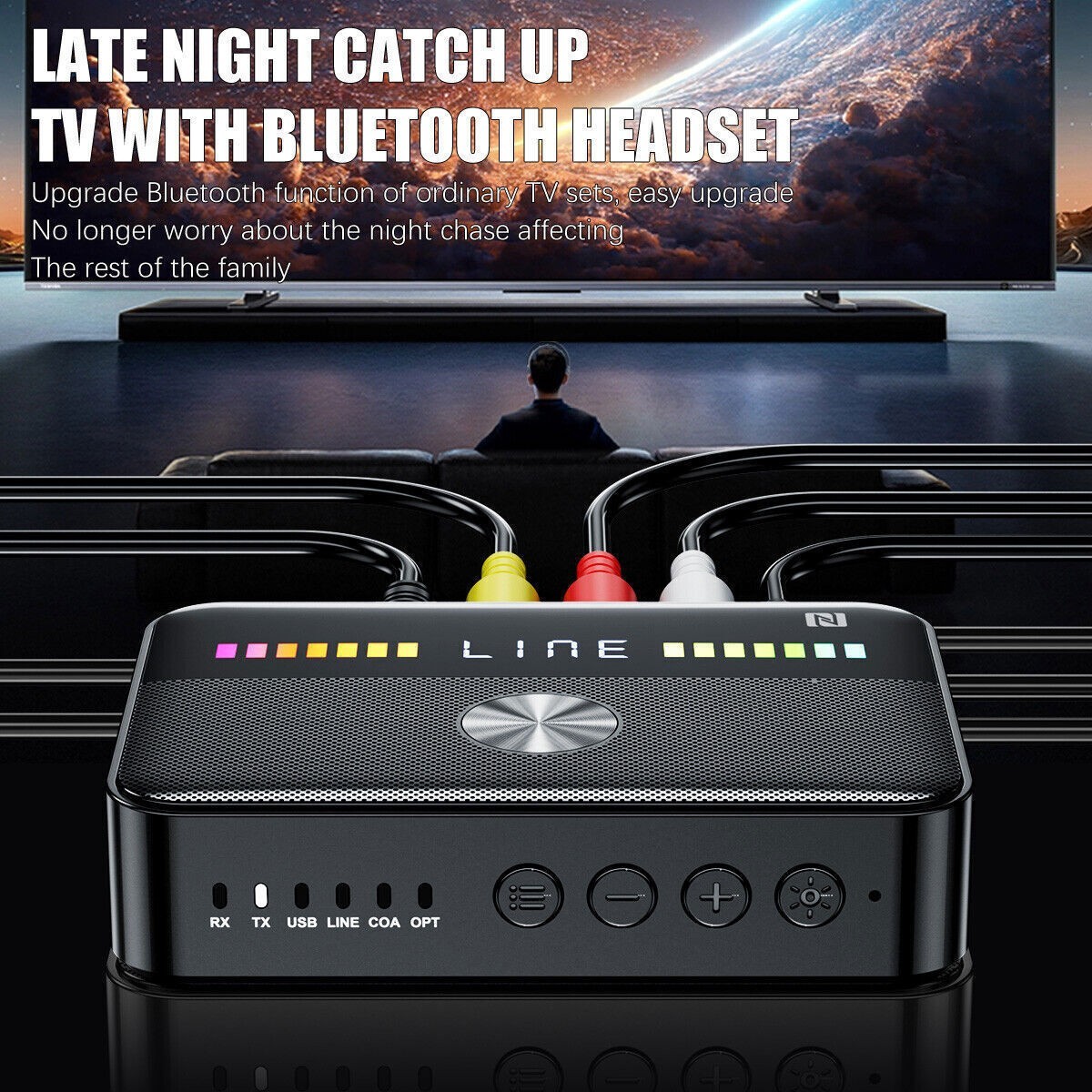 Bluetooth 5.3 Transmitter Receiver 3.5mm AUX RCA TV Home Stereo Audio Adapter