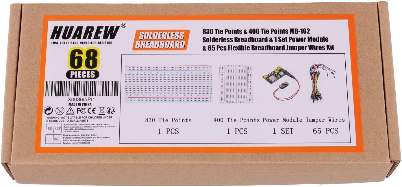 Breadboard Kit with Power Supply Module， Jumper Wires，Battery Clip，830 & 400...