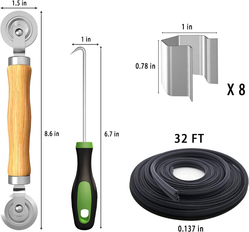 Screen Repair Kit, 4 in 1 Screen Roller Tools with Bearing & Removal Hook & Cli