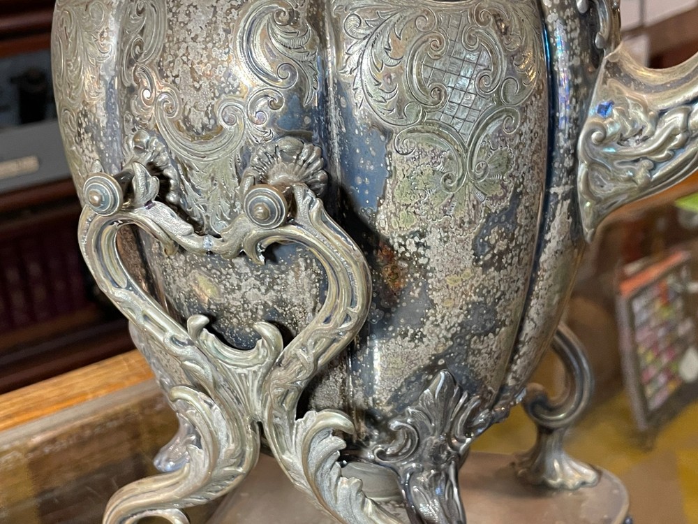 William Fitcher-Samuel Mearback Silver Plated Tilting Teapot Stand & Burner