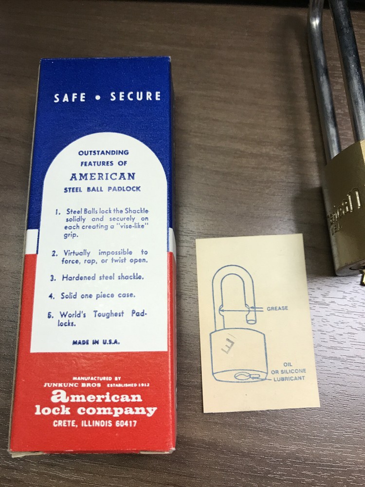 Vintage American Lock Padlock, Model #107, KA, NOS