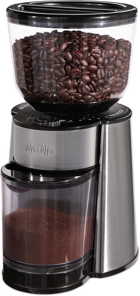 Automatic Burr Mill Coffee Grinder with 18 Custom Grinders Silver