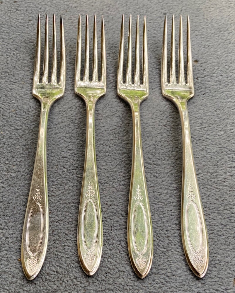 Set of FOUR Oneida Silver Silverplate Adam Dinner Forks