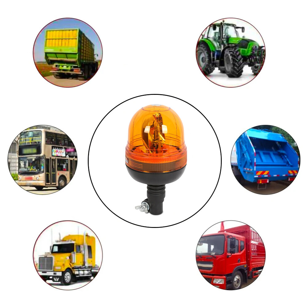 Halogen Rotating Flashing Beacon Flexible DIN Pole Mount Tractor Warning Light