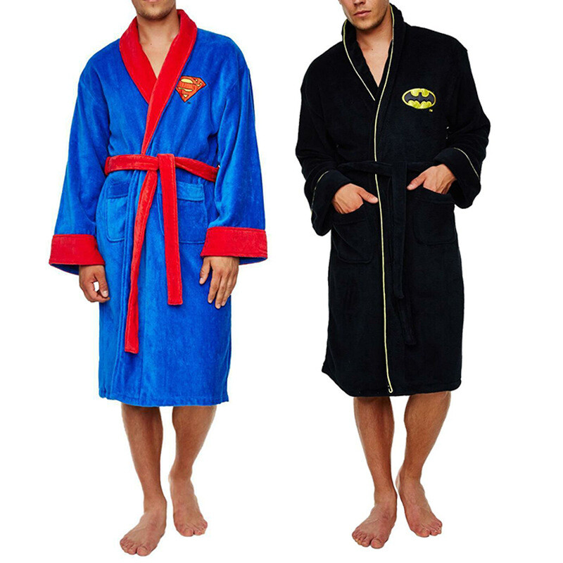 Cosplay The Batman Superman Pajamas Bathrobe Superhero Adult Warm Xmas Nightgown