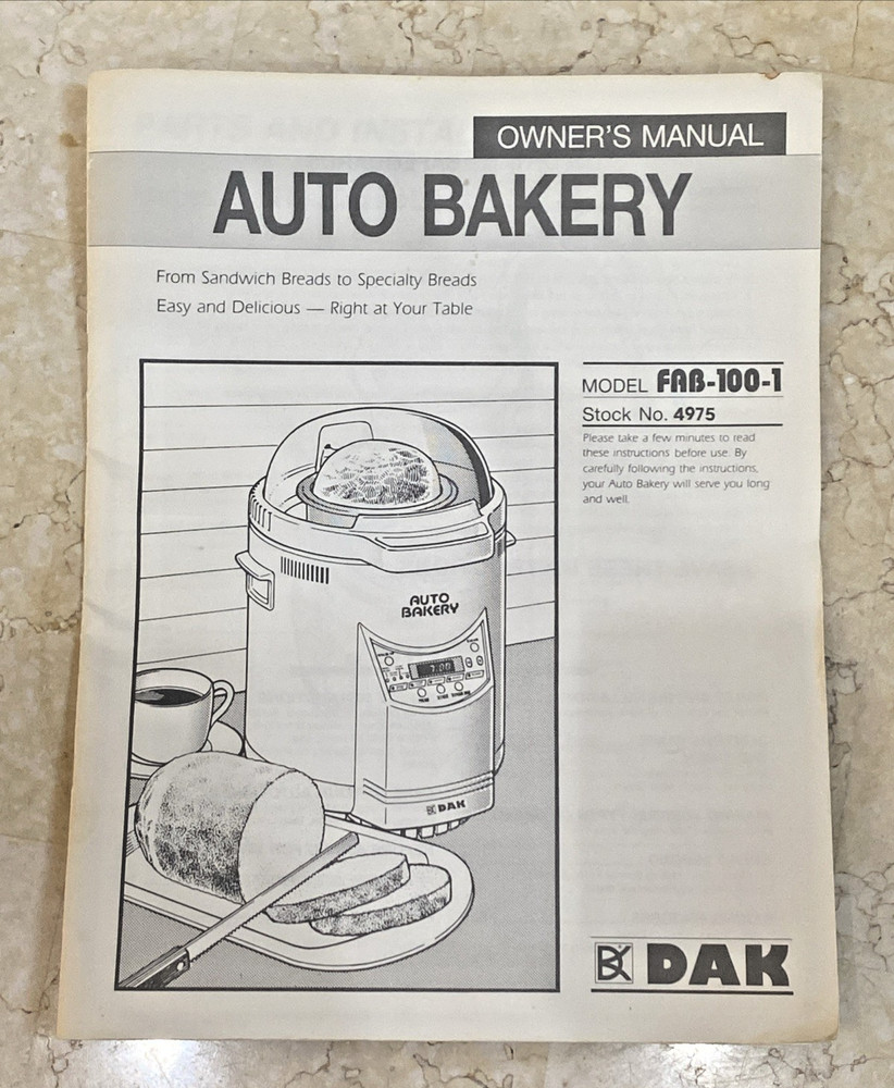 Welbilt The Bread Machine Maker ABM-100-3 White Dome Top 2lb Loaf Automatic