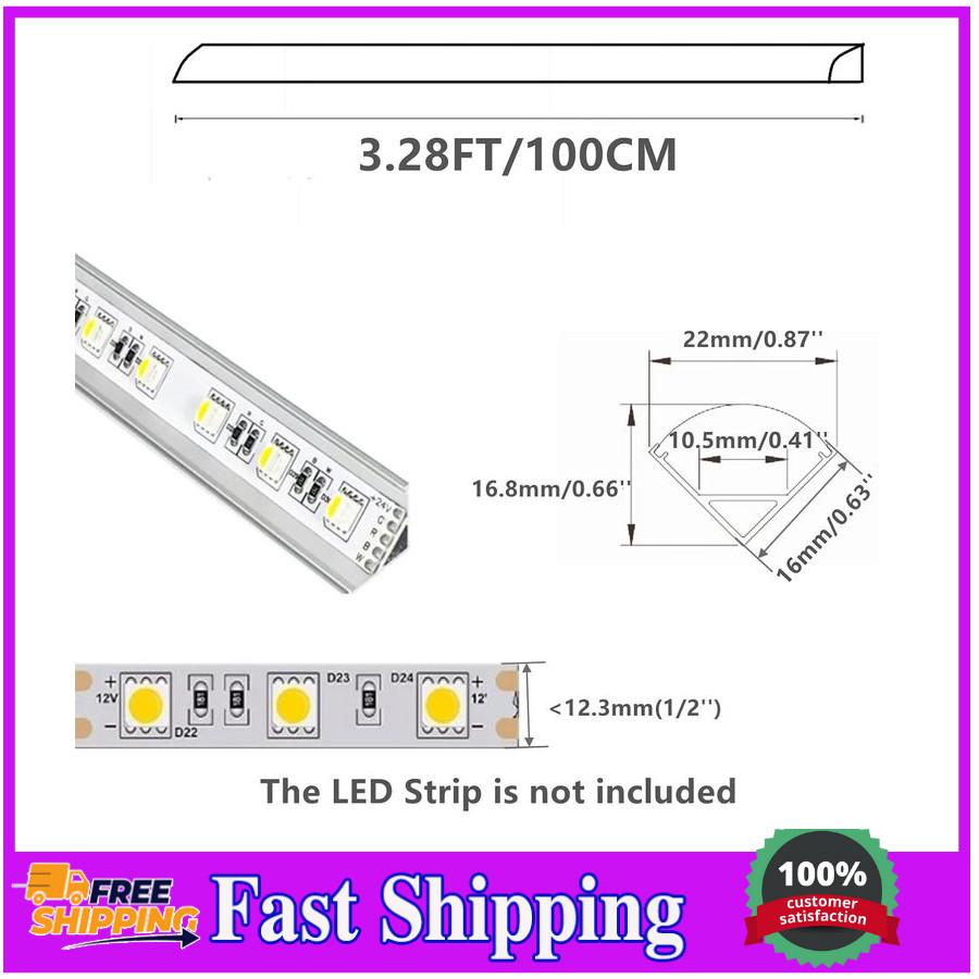 20-Pack 3.3FT 1Meter V Shape LED Strip Aluminum Channel Diffuser System, Extrude