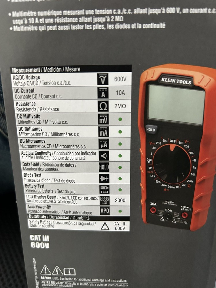 Klein Tools 25KIT1 Electrical Test Kit w/ MM320 Multimeter & Voltage Tester New