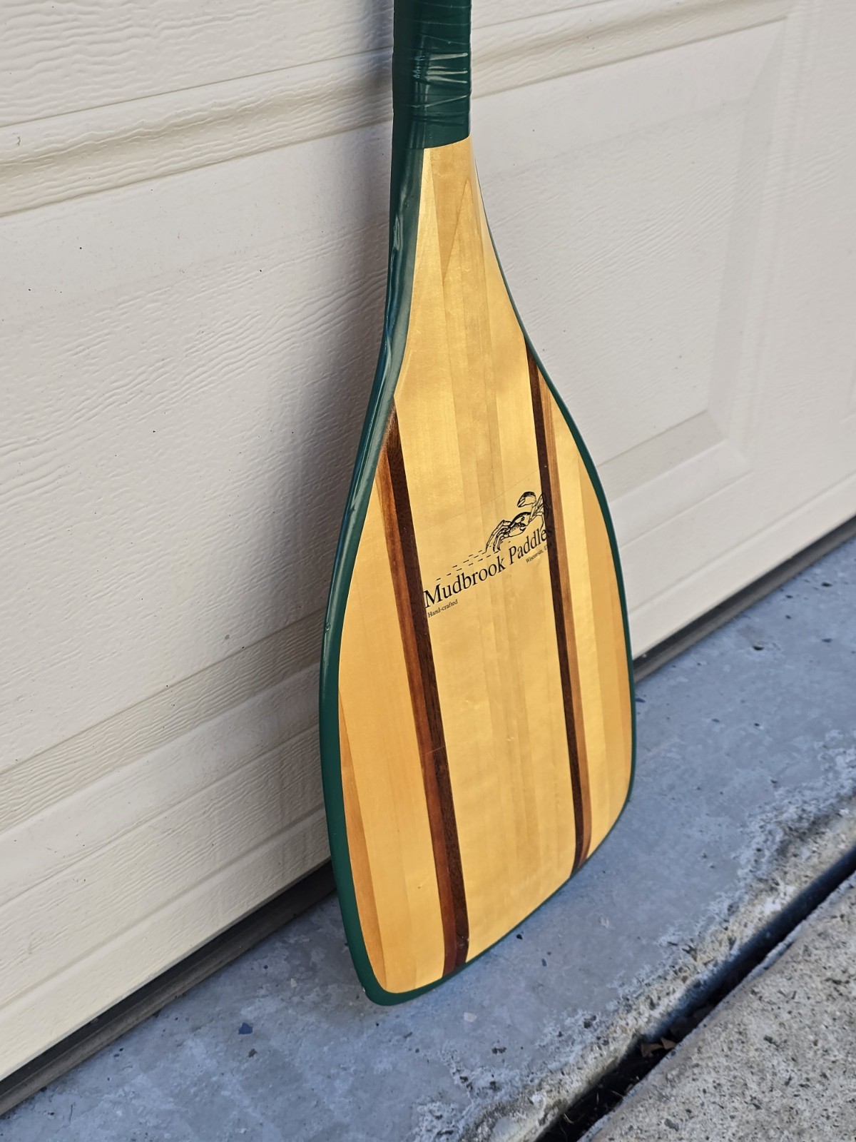 *RARE* MUDBROOK PADDLES WI, USA Wood Angled Outrigger Canoe Paddle 52"x9"