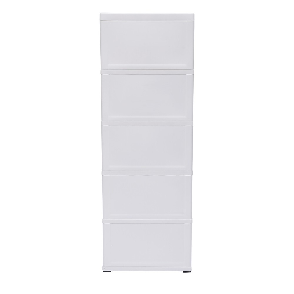 5 Tier Stackable Cabinet Vertical Clothes Storage Tower Tall Small Chest Closet