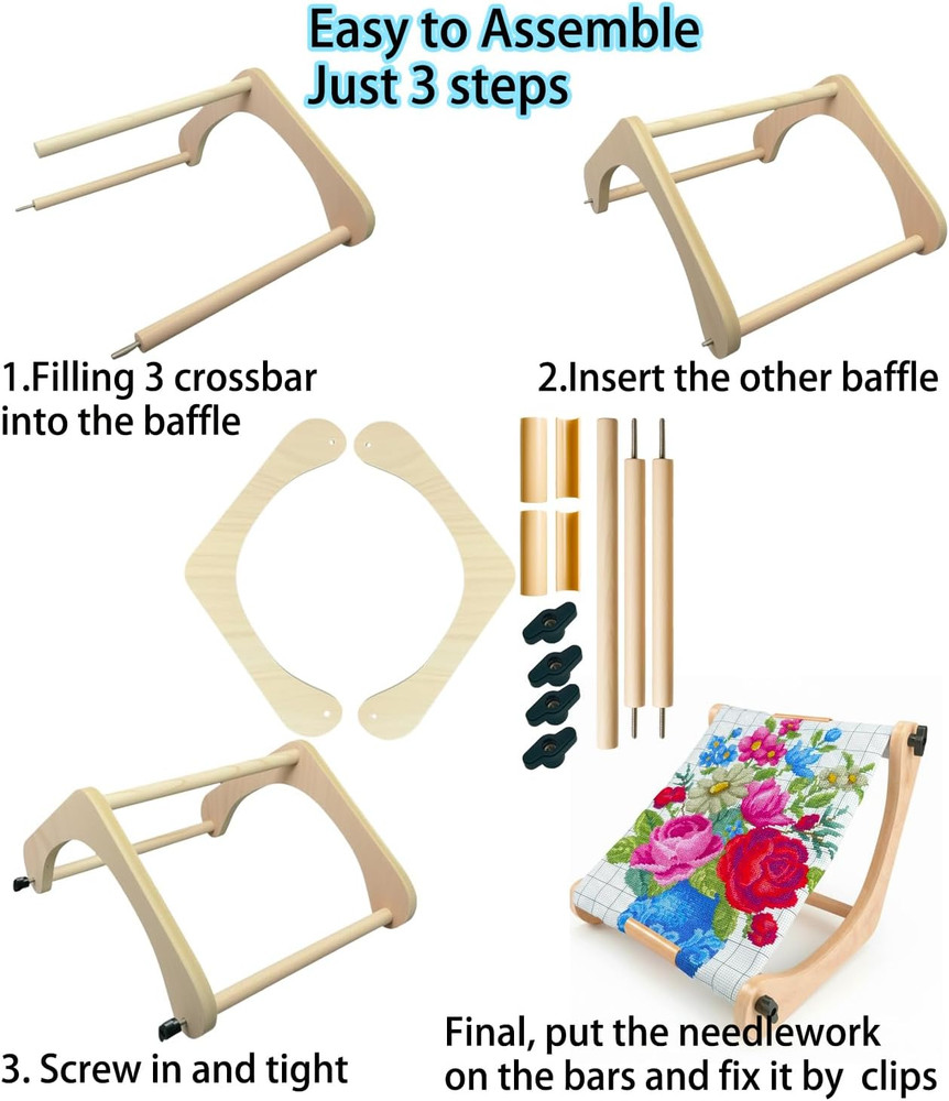 Adjustable Embroidery Hoop Table Stand Holder Needlepoint Stretcher Bars Scroll