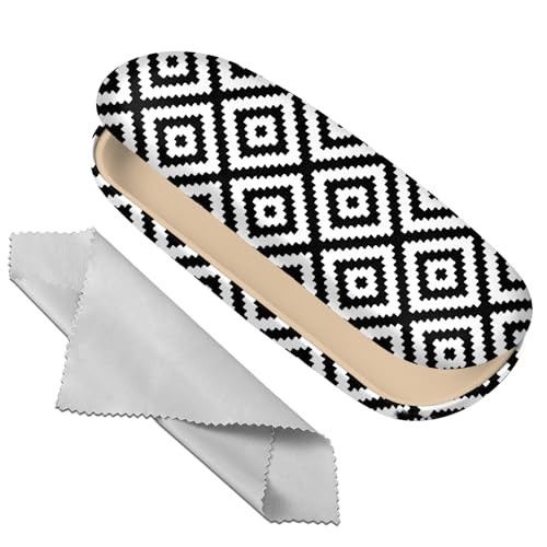 Deokke Glasses Case Hard Shell Eyeglass Protective Case L20-black White