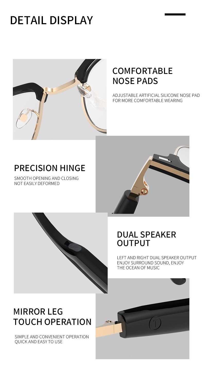 Smart Glasses AI Bluetooth Glasses 144+ Translation for Men & Woman Work Travel