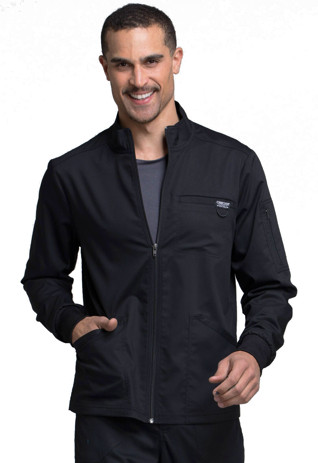 Cherokee Workwear Jacket WW320 BLK Black Revolution Men Zip Front Free Shipping
