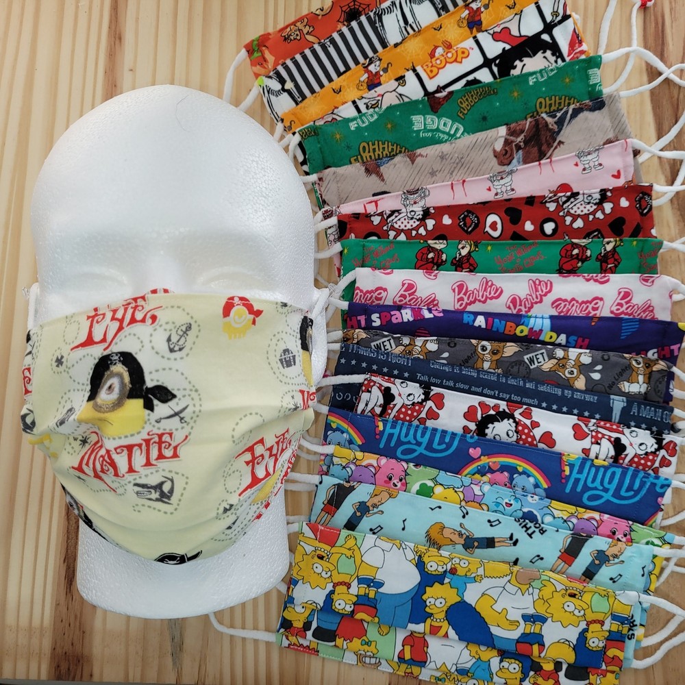 Character Face Mask | 100% Cotton | Adjustable | Machine Washable-Dryable