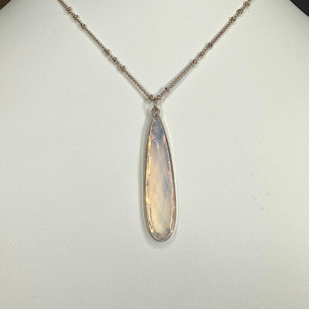 Opal Teardrop Beaded Chain Necklace