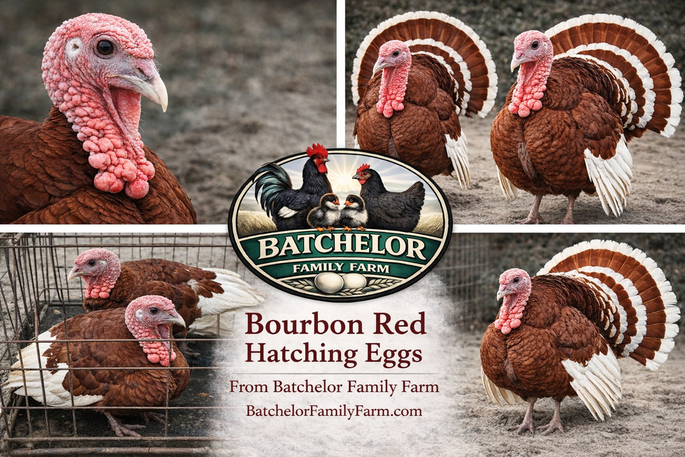 Red Bourbon Turkey Hatching Eggs- 5 - fertility confirmed