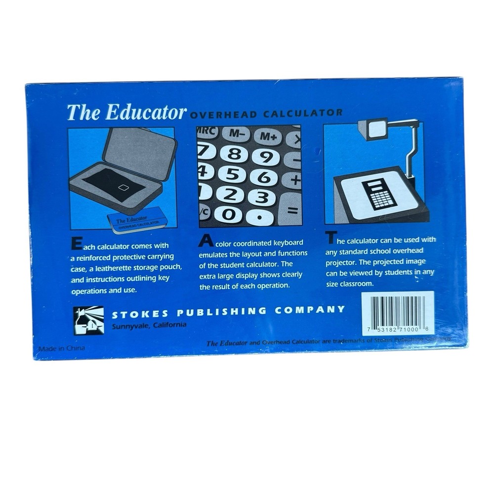 The Educator Basic Overhead Calculator TI-108 Case Guide Stokes Teaching Tool